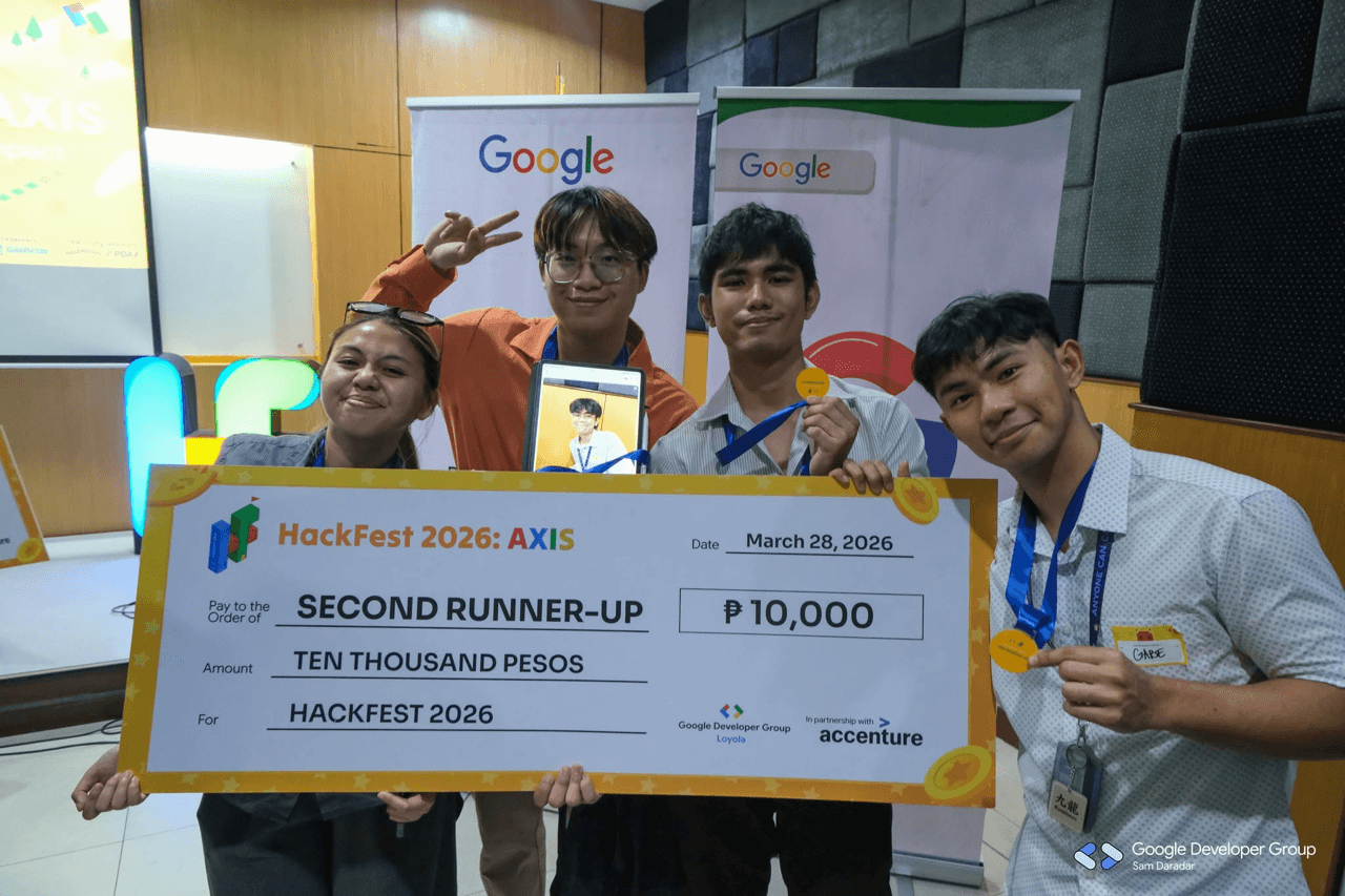 Receiving 3rd place — GDG Loyola Hackfest 2026